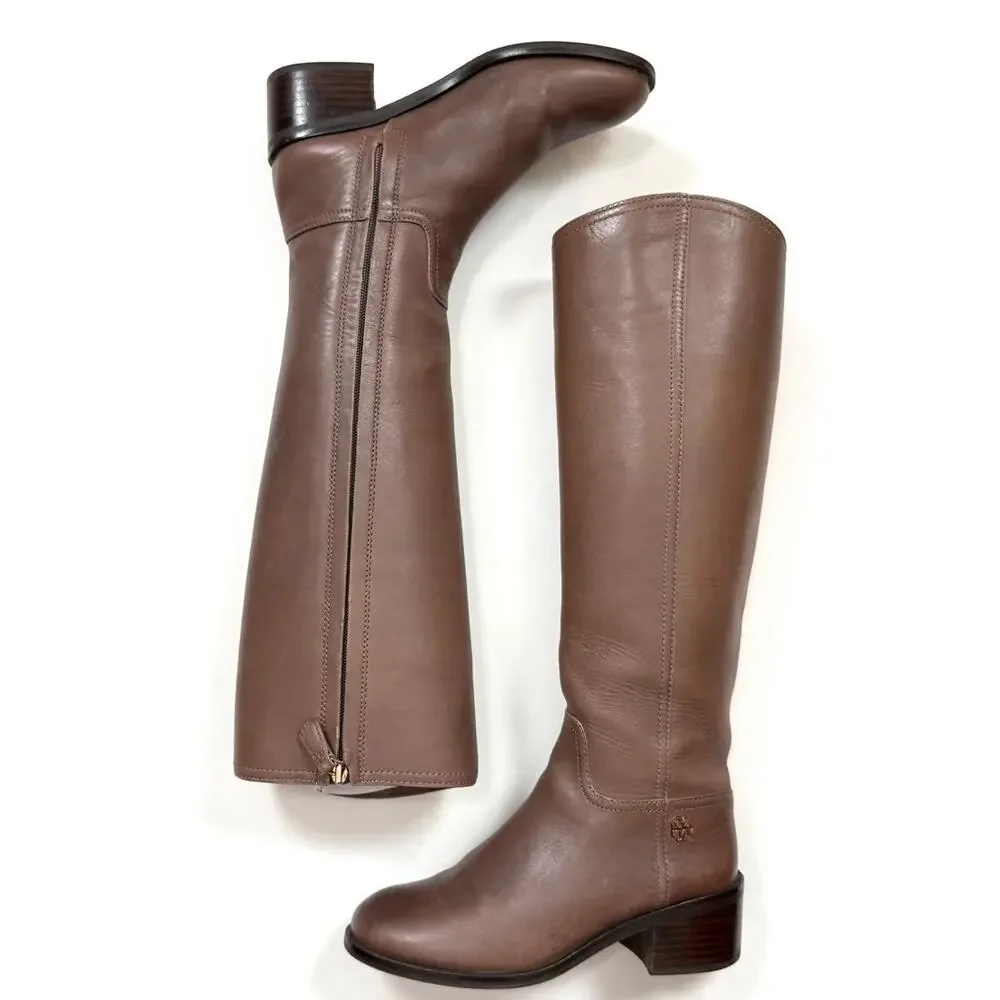 Tory Burch Fulton 55MM Boots Silky Leather in Topo Brown